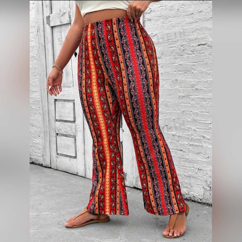 Plus Size Women Vintage Style Flared Pants
